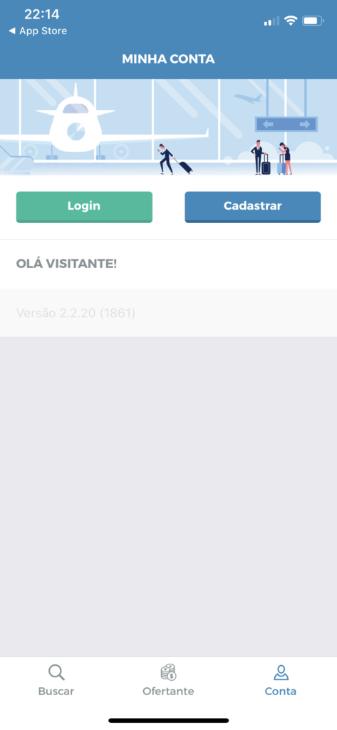 App MaxMilhas pro iOS: acessar a conta
