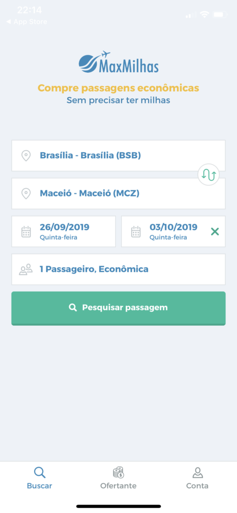 App MaxMilhas pro iOS: busque sua passagem aérea